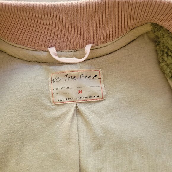 We The Free Women’s M Green Sherpa Fleece Zip Jacket Oversized Boho Coat - Picture 3 of 12